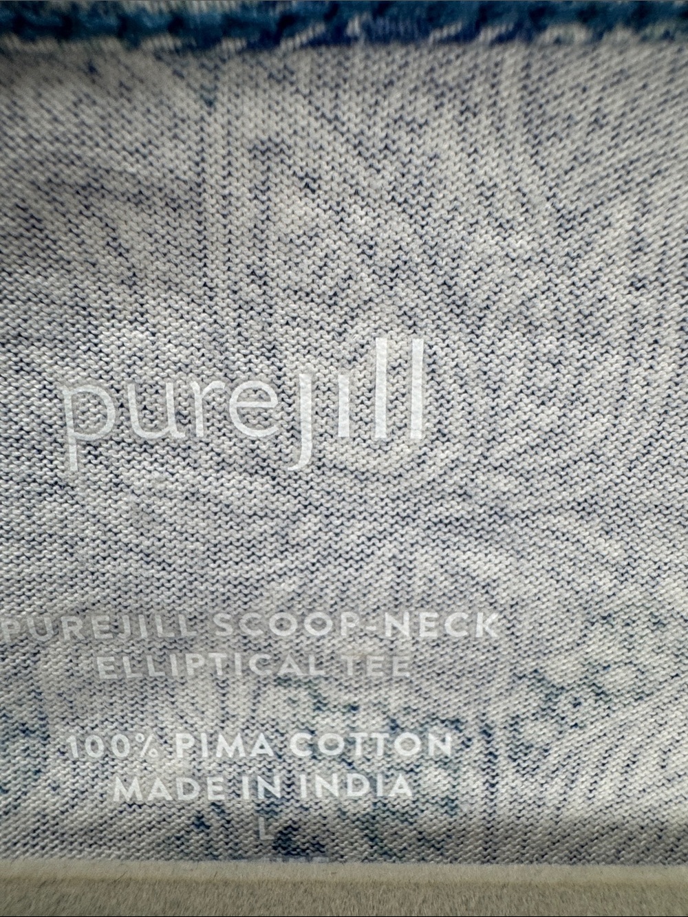 PureJill 100% Pima Cotton Scoop Neck Elliptical Tee Tops Size L Petite Set of 2 - Picture 3 of 8
